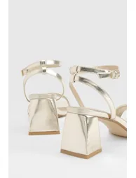 Metallic Padded Strappy Two Part Heels - gold - 2