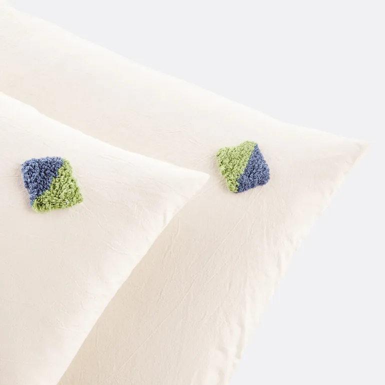 Mentilla Tufted Diamond 100% Cotton Pillowcase - 10