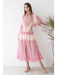 Exotic Boho Paisley Chiffon Maxi Dress