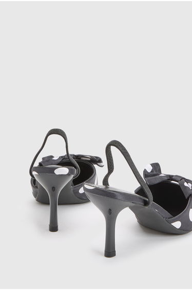 Satin Polka Dot Slingback Court Shoes - black product thumbnail 3