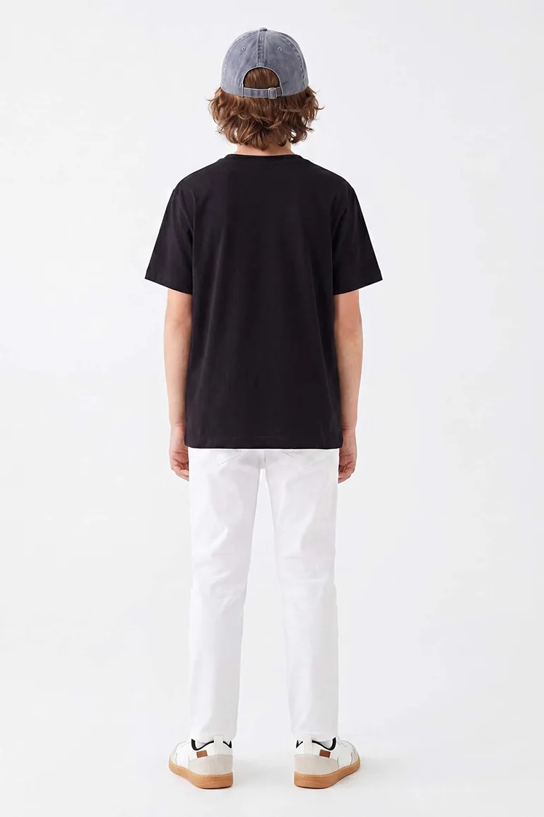White Plain Woven Boys' Trousers - 5