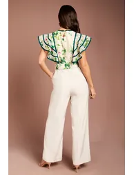 Ruffle Shoulder Printed Floral Jumpsuit - 2