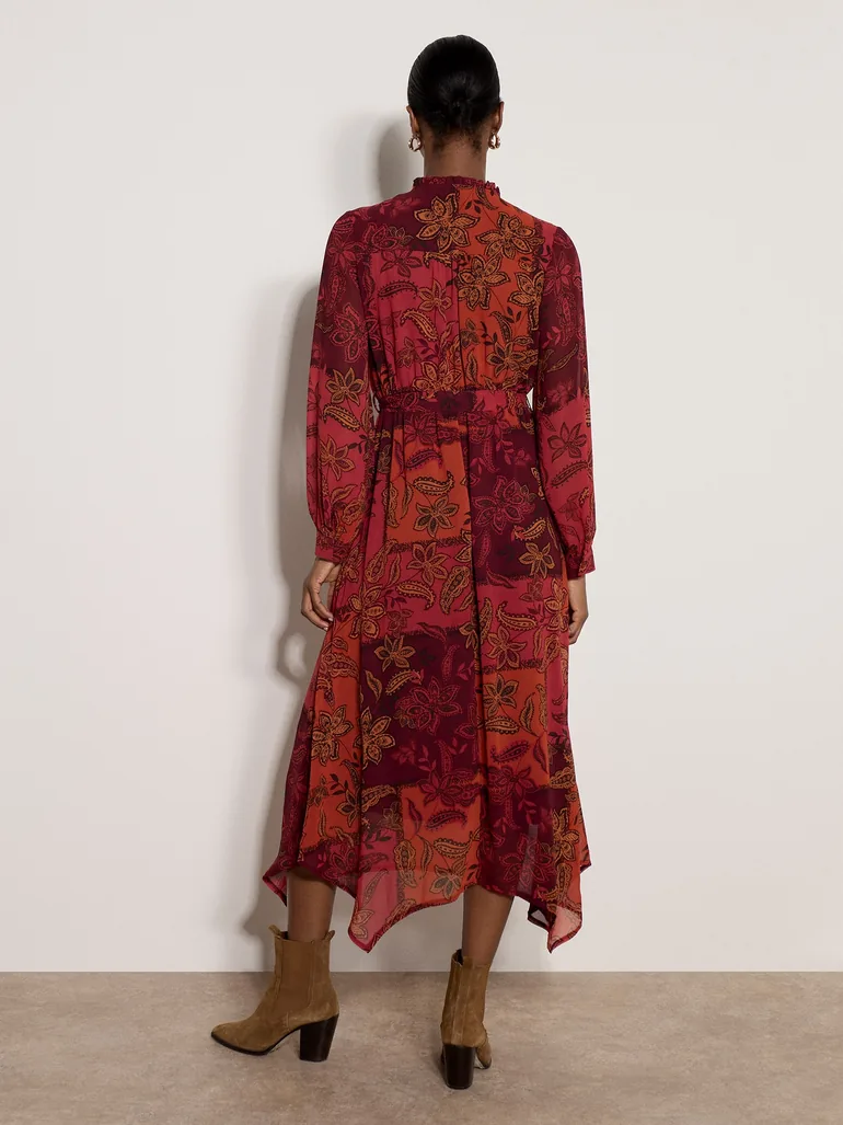 Patchwork Paisley Chiffon Maxi Dress - 5