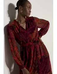 Patchwork Paisley Chiffon Maxi Dress - 8