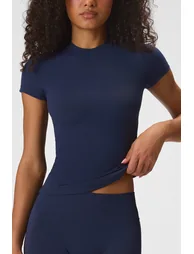 Soft Active Short Sleeve Top in Midnight Navy - 4