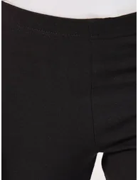 Solid Elastic Waistband Cotton Leggings - 2