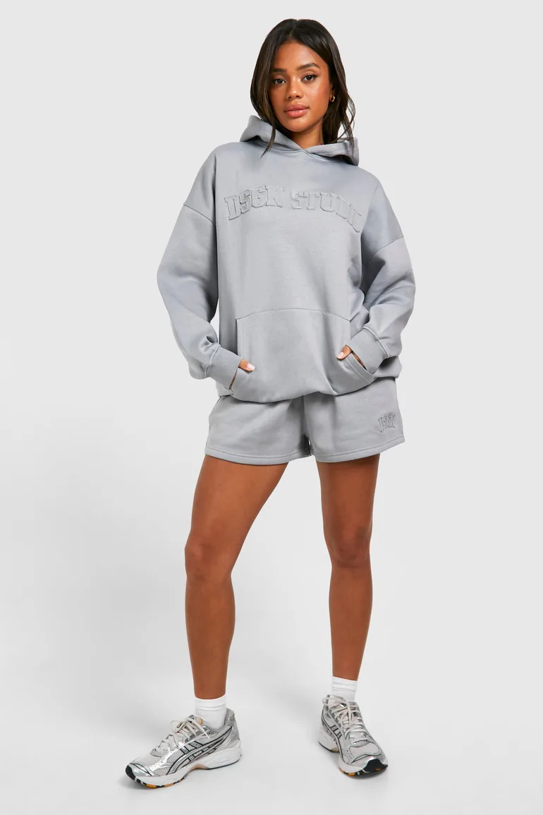 DSGN Studio Self Fabric Applique Oversized Hoodie - light blue