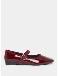 Patent Ballerina Shoes with Buckle Strap - 1