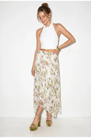 LUCCI Floral High-Waist Maxi Skirt