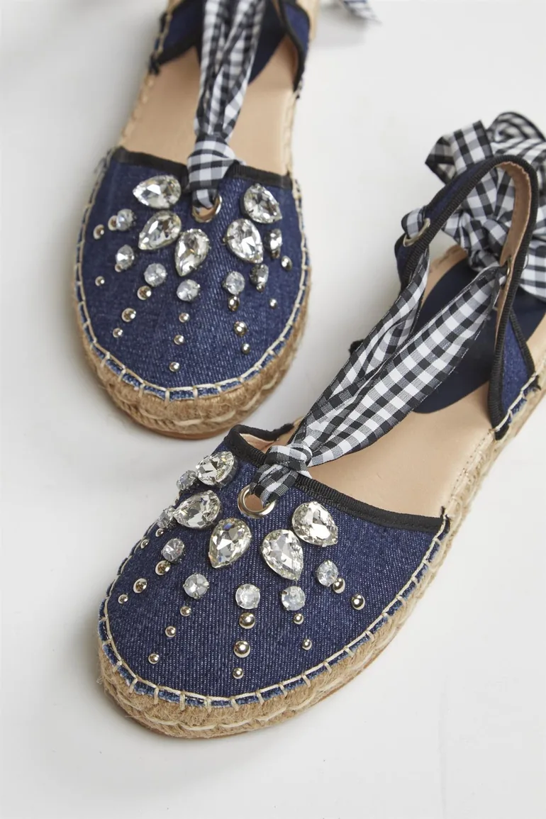 Denim Strappy Sandals - 2