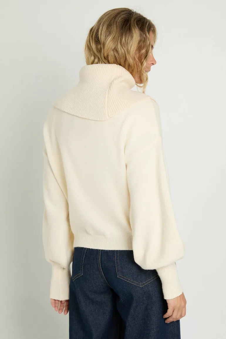 Statement Collar Balloon Sleeve Jumper - 2