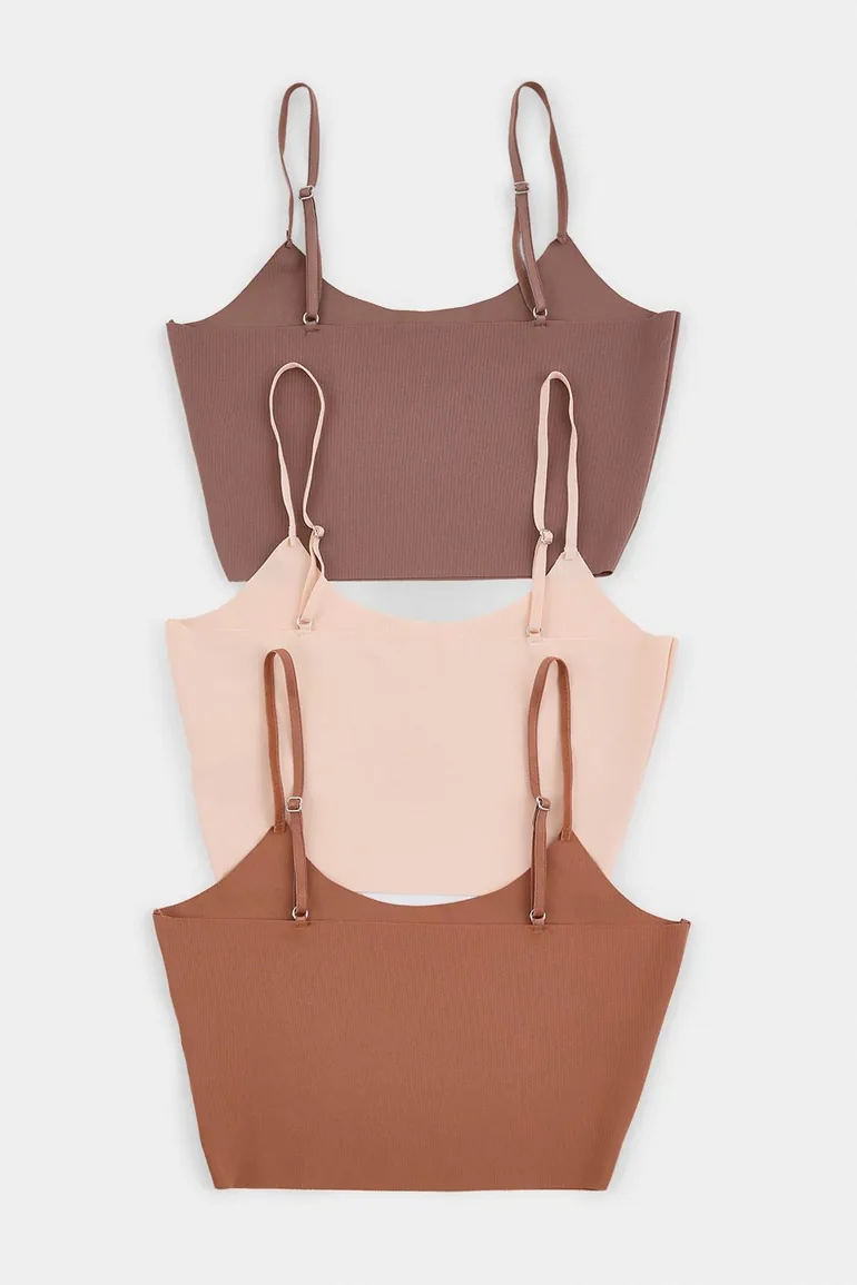 Brown-Multicolor 3-Piece Micro Undershirt - 2