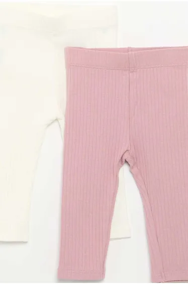 Pack of 2 Ribbed Leggings PURPLE