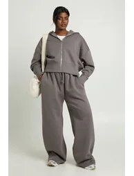 Plus Wide Leg Joggers - charcoal