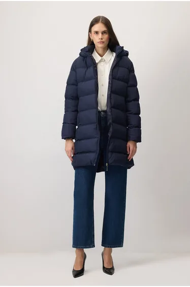 HOODED OVILTED COAT