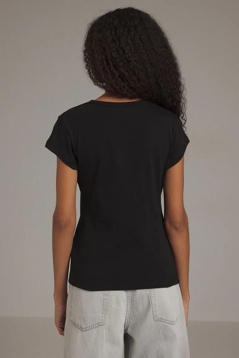 Black Buttoned Fitted/Body-Smoothing Knitted Blouse - 3