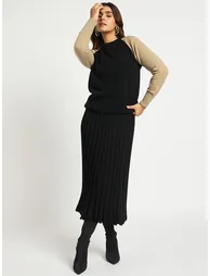 Two-Tone Raglan Sleeve Knit Sweater - 4