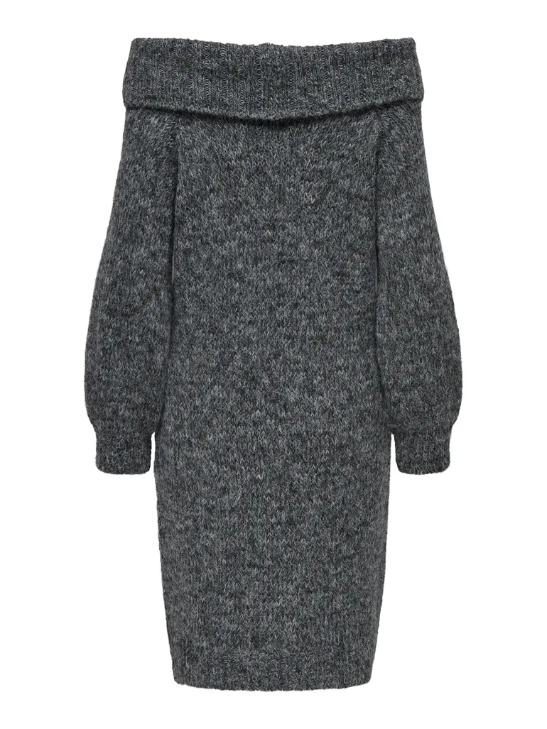 Gray knitted off-shoulder dress - 1