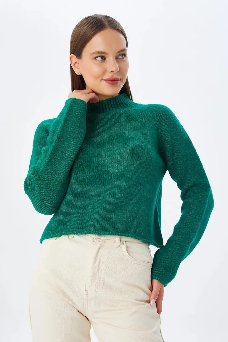MIXRAY Women's Cropped Textured Knit Sweater - 3