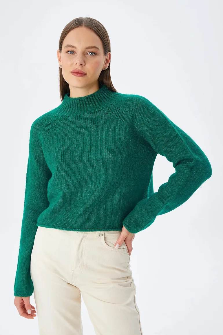 MIXRAY Women's Cropped Textured Knit Sweater - 1
