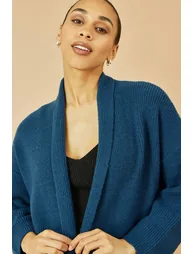 Yumi Teal Knitted Maxi Cardigan With Pockets - 2