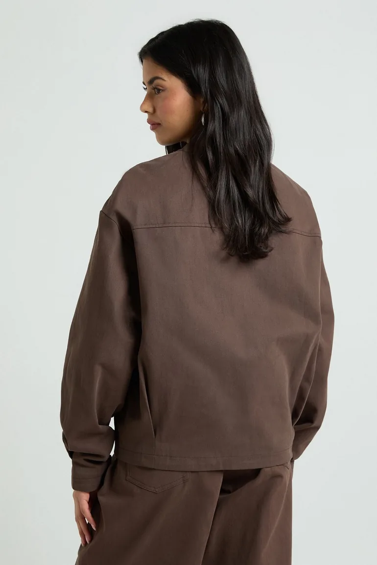 Twill Bomber Jacket - chocolate - 1