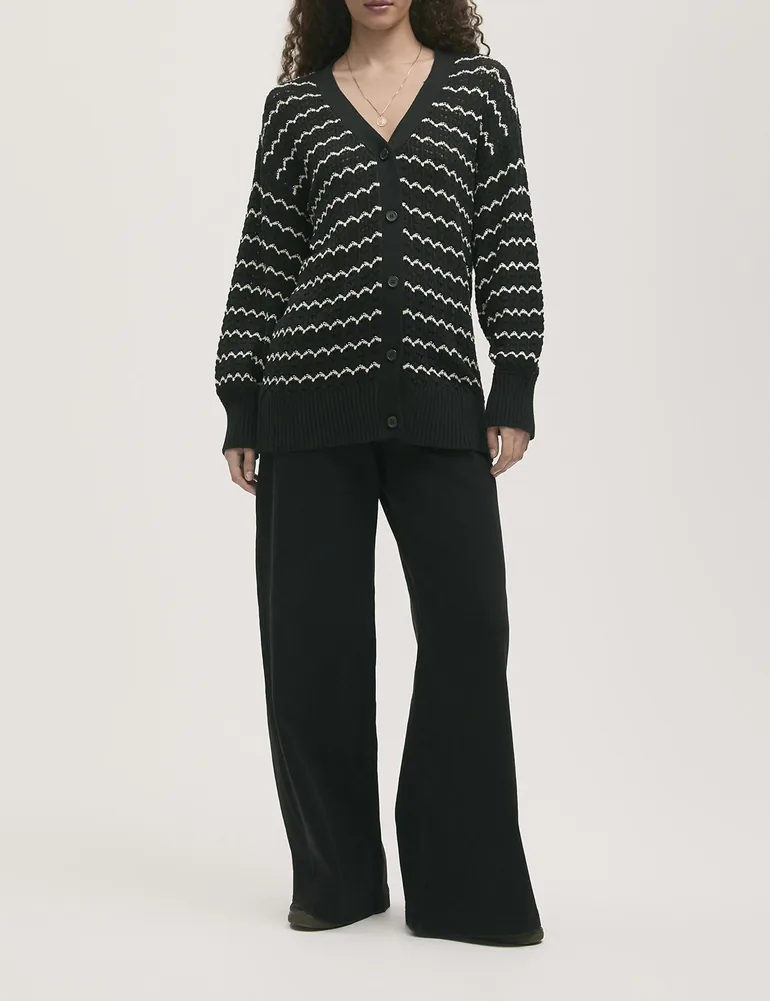 Alena V-Neck Crochet Cardigan - 1