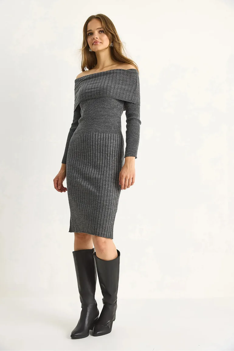 LUCCI Ribbed Midi Dress - 1
