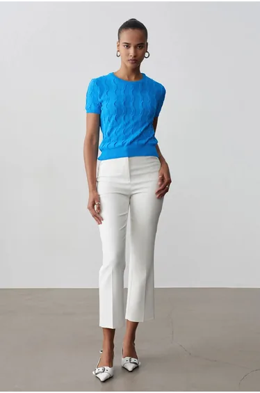 Dilvin High-waist Flare Capri Trousers
