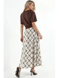 BUSEM High-Waist Plaid Maxi A-Line Skirt - 2