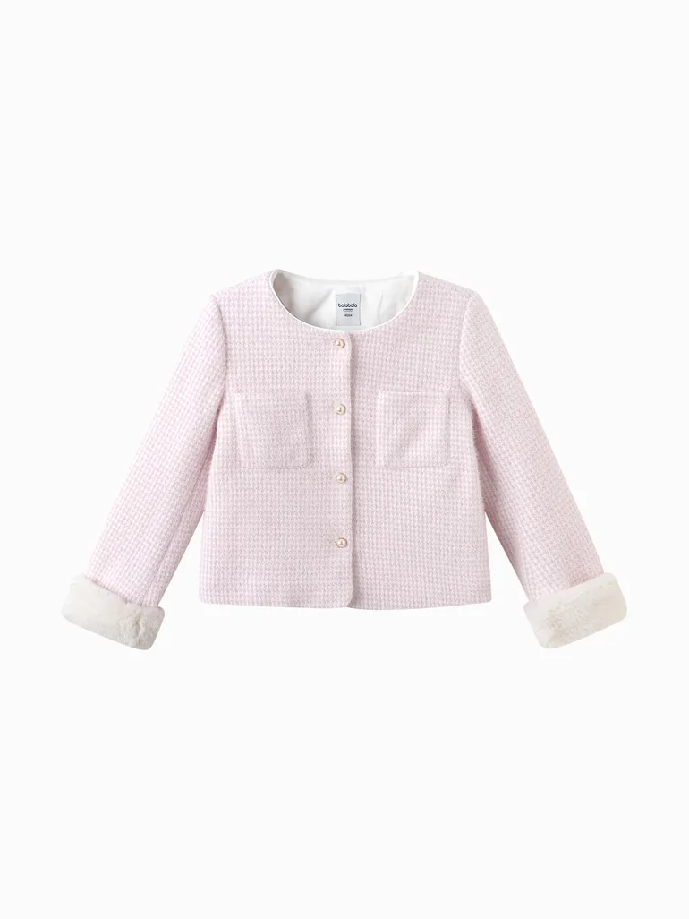 Girls' Buttoned Jacket with Front Pockets