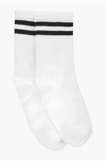 Sports Stripe Ankle Socks - white