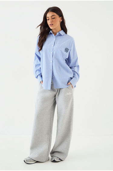 DSGN Studio Oversized Cotton Poplin Stripe Shirt - blue