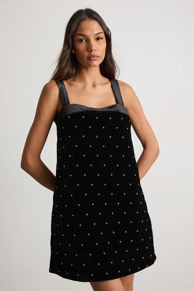 black split leg dress Black Rhinestone V-Plunge Mermaid Evening Gown 6 main image 1