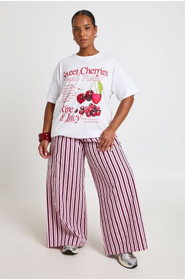 Plus Sweet Cherries Printed T Shirt - white