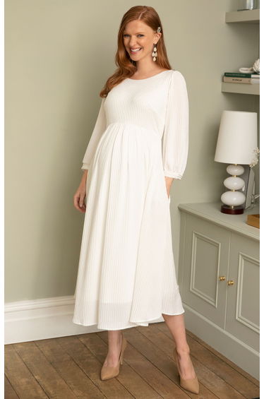 Isla Ribbed Jersey Dress (Ivory)