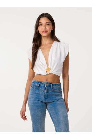 Stone Buckle Slinky Crop Top