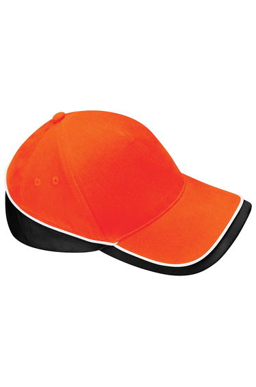 Beechfield Unisex Teamwear Competition Cap Baseball / Headwear (Pack of 2) - Orange/Black/White
