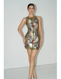 Feeling So Luxe Gold Sequin Plaid Sleeveless Mini Dress - 8