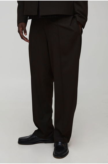 Relaxed Fit Seam Detailed Suit Trousers - chocolate