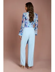 Blouson Sleeve Pintuck Detail Wide Leg Wedding Guest Jumpsuit - 2