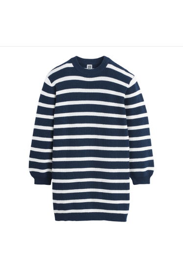 Striped Cotton Jumper/Sweater Dress with Long Sleeves