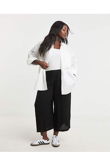 Black Crinkle Culottes