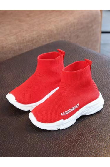 Girls Solid Red Slip-On Sneakers