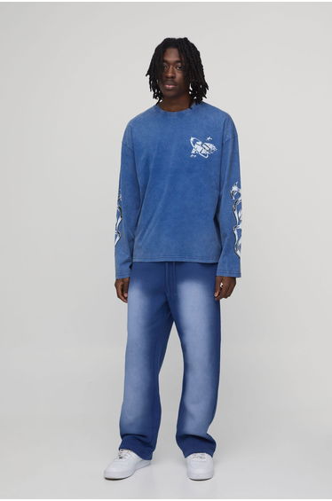 Straight Leg Spray Wash Jogger - blue