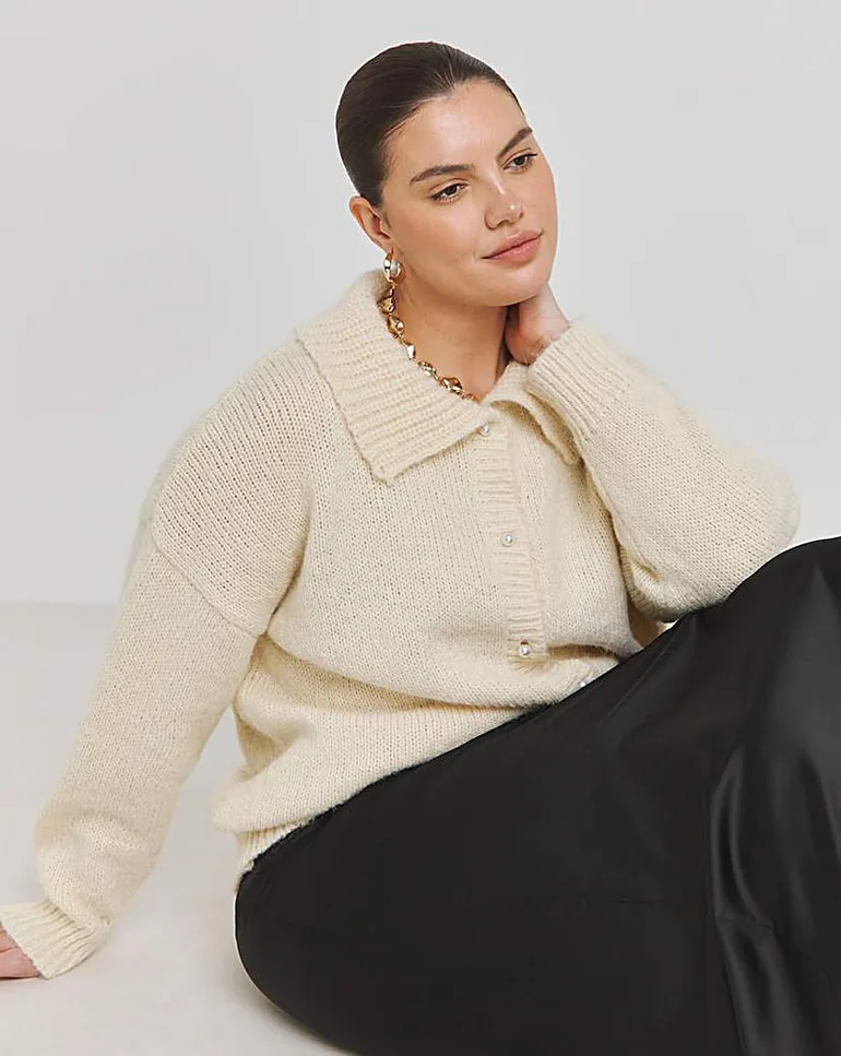 Cream Collar Cardigan - 3