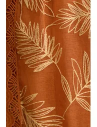 فستان سانفير قميص بني ماكسي على شكل حرف A بطبعة أزهار - 2