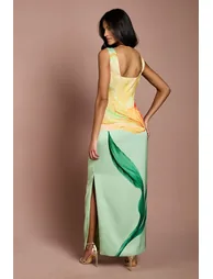 فستان ميدي ضيق بياقة هالتر بطبعة أزهار - للمقاسات الصغيرة - 2