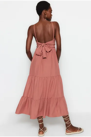 Pale Pink Strappy Woven Dress
