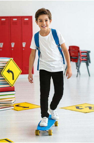 Black Boy's 100% Cotton Plain Woven Trousers